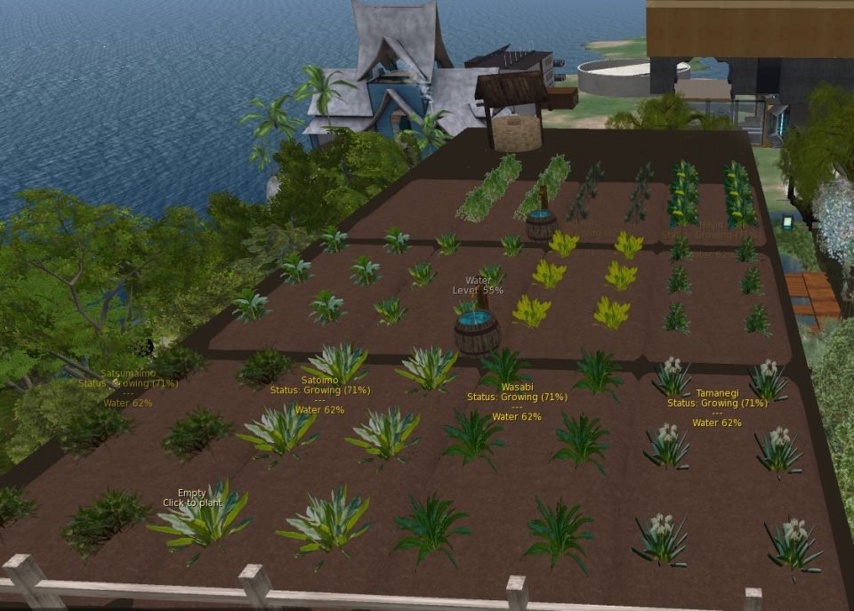 April 5, 2025<br /><br />Got the "store" up at Kaze and you can get the Yasai Garden there. I am working on building objects that I have personally built as well -- like the Japanese-style fence. I am also learning how to use Blender ( i just downloaded it tonight) to make the object more region-friendly (LI vs. Prim) and will put them up soon.<br /><br />The Konsai Garden is coming along well (it's in it's 2nd phase) and I should have some news about it soon! (see the picture for updated image)<br /><br />Storage is coming slowly but should be ready for alpha-testing by April 14, 2025. <br />I am looking at 9 new gardens and a series of Fields for the Japanese set. After that, adding recipes to the original VivoSim devices (stoves, ovens, etc.) and then onto Japanese-style devices for the set up of farm and villages.<br /><br />The goal is as follows:<br /> ➔ Japanese Foods & Drinks<br /> ➔ Japanese sewing & fiber crops with the ability to make yukatas, tatami, futons, etc.<br /> ➔ addition to the Smithy to make Kintsugi and jewelry<br /> ➔ addition of bamboo (& other trees) and the ability to make geta, tableware, decor, furniture, <br />buildings, tools etc.<br /><br />Annah Gestaga<br />Home Grid: gentlefire.opensim.fun:8002:Gentle Fire Grid<br />Region: hop://gentlefire.opensim.fun:8002/Kaze%20no%20Sato/250/251/22<br />VivoSim: vivosim.net/profile/annahgestaga