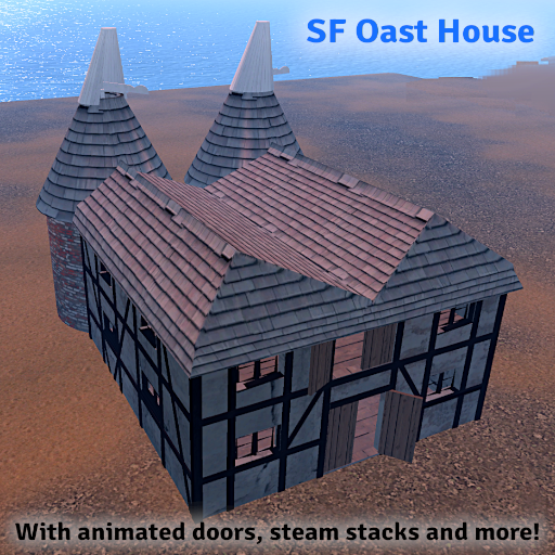 Now available from the Lugo store, this Oast house has the latest version of the 'machine' script which allows you to specify how many of the finished product to rez. The standard recipe here will rez 2 boxes of dried hops.With thanks to Blue.Kitty @grid.xylinvale.space:9000https://vivosim.net/profile/806-bongmaster
